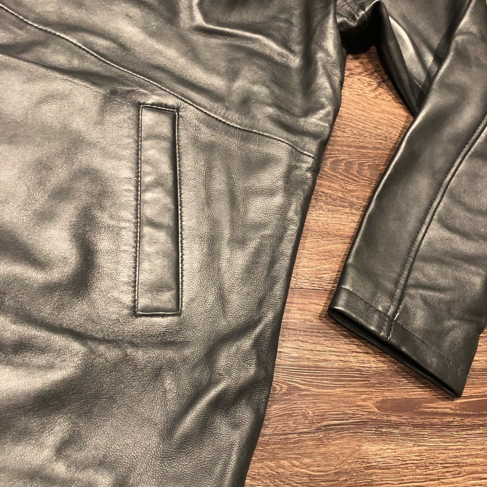 ❤️ Decrum real leather black button up coat New - Picture 4 of 5